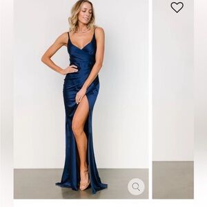 NWT Baltic Born Monet Satin Gown Slip Dress Womens XL Navy Blue Spaghetti Straps